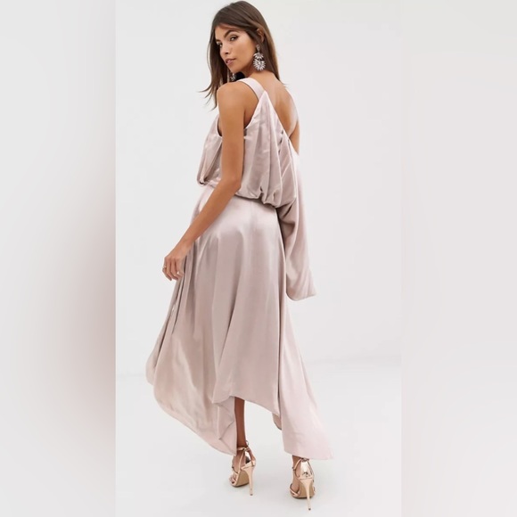 ASOS EDITION blouson one shoulder dress in satin - Picture 5 of 5